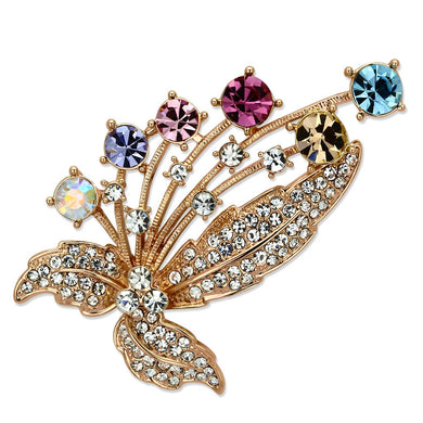 LO2922 - Flash Rose Gold White Metal Brooches with Top Grade Crystal  in Multi Color