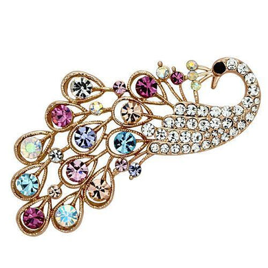 LO2932 - Flash Rose Gold White Metal Brooches with Top Grade Crystal  in Multi Color