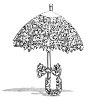 LO2936 - Imitation Rhodium White Metal Brooches with Top Grade Crystal  in Clear