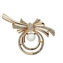 Load image into Gallery viewer, LO2939 - Flash Rose Gold White Metal Brooches with Synthetic Pearl in White
