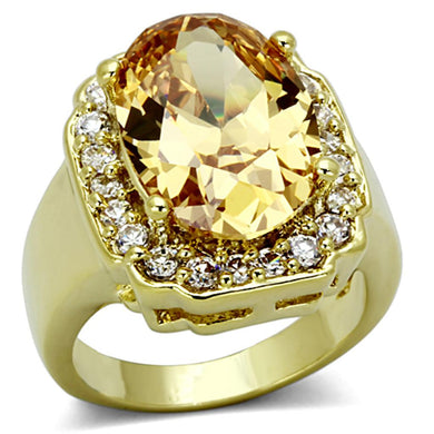 LO2955 - Gold Brass Ring with AAA Grade CZ  in Topaz