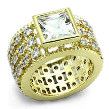 Load image into Gallery viewer, LO3002 - Gold+Rhodium Brass Ring with AAA Grade CZ  in Clear
