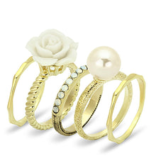 Load image into Gallery viewer, LO3008 - Gold Brass Ring with Synthetic Pearl in White