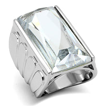 Load image into Gallery viewer, LO3030 - Rhodium Brass Ring with AAA Grade CZ  in Clear
