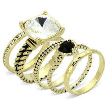 Load image into Gallery viewer, LO3059 - Gold Brass Ring with Top Grade Crystal  in Clear