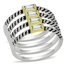 Load image into Gallery viewer, LO3060 - Reverse Two-Tone Brass Ring with Top Grade Crystal  in Clear