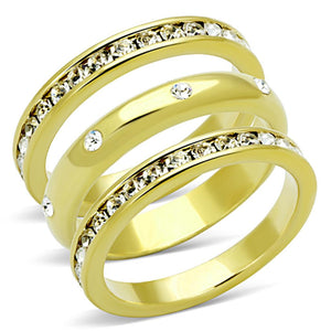 LO3061 - Gold Brass Ring with Top Grade Crystal  in Clear