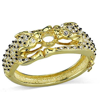 LO3083 - Gold Brass Bangle with Top Grade Crystal  in Clear
