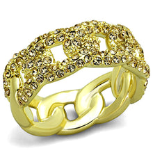 Load image into Gallery viewer, LO3215 - Gold Brass Ring with Top Grade Crystal  in Light Smoked