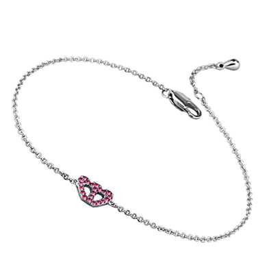 LO3229 - Rhodium Brass Bracelet with Top Grade Crystal  in Rose