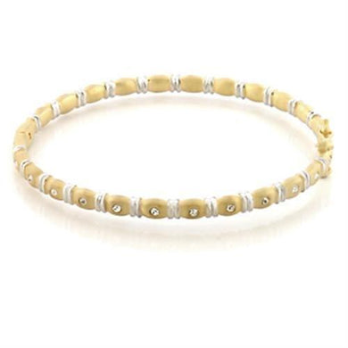 LO331 - Matte Gold & Rhodium Brass Bangle with Top Grade Crystal  in Clear
