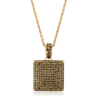 LO3472 - Rose Gold Brass Chain Pendant with Top Grade Crystal  in Smoked Quartz