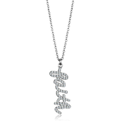 LO3488 - Rhodium Brass Chain Pendant with Top Grade Crystal  in Clear