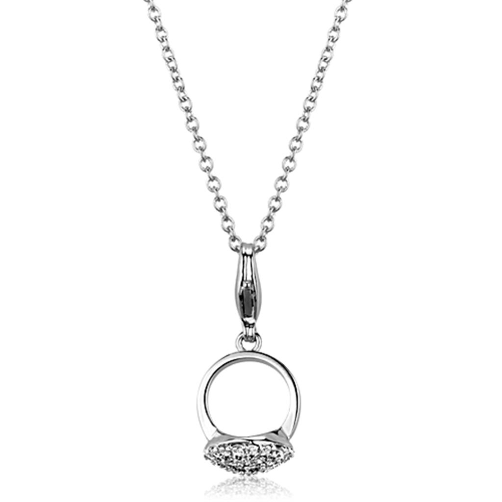 LO3492 - Rhodium Brass Pendant with AAA Grade CZ  in Clear