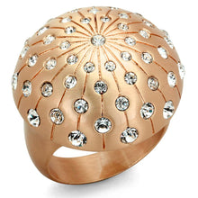 Load image into Gallery viewer, LO3514 - Rose Gold Brass Ring with Top Grade Crystal  in Clear