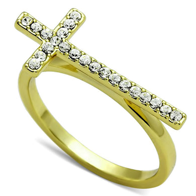 LO3521 Gold Brass Ring with Top Grade Crystal in Clear