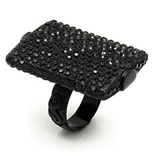 Load image into Gallery viewer, LO3590 - TIN Cobalt Black Brass Ring with Top Grade Crystal  in Hematite