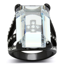 Load image into Gallery viewer, LO3593 - TIN Cobalt Black Brass Ring with AAA Grade CZ  in Clear