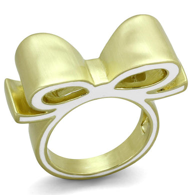LO3600 - Gold & Brush Brass Ring with Epoxy  in White