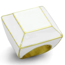 Load image into Gallery viewer, LO3604 - Gold &amp; Brush Brass Ring with Epoxy  in White