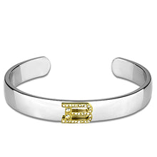 Load image into Gallery viewer, LO3612 - Reverse Two-Tone White Metal Bangle with Top Grade Crystal  in Clear