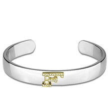 Load image into Gallery viewer, LO3616 - Reverse Two-Tone White Metal Bangle with Top Grade Crystal  in Clear
