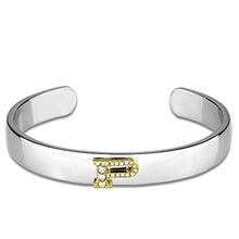 Load image into Gallery viewer, LO3626 - Reverse Two-Tone White Metal Bangle with Top Grade Crystal  in Clear