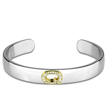 Load image into Gallery viewer, LO3627 - Reverse Two-Tone White Metal Bangle with Top Grade Crystal  in Clear