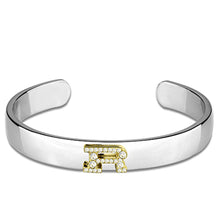 Load image into Gallery viewer, LO3628 - Reverse Two-Tone White Metal Bangle with Top Grade Crystal  in Clear
