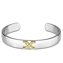 Load image into Gallery viewer, LO3634 - Reverse Two-Tone White Metal Bangle with Top Grade Crystal  in Clear