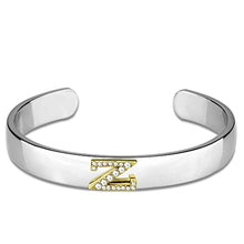 Load image into Gallery viewer, LO3636 - Reverse Two-Tone White Metal Bangle with Top Grade Crystal  in Clear