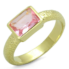 Load image into Gallery viewer, LO3638 - Gold Brass Ring with Synthetic Synthetic Glass in Rose