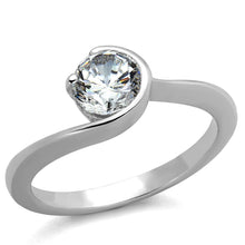 Load image into Gallery viewer, LO3639 - Rhodium Brass Ring with AAA Grade CZ  in Clear