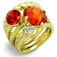 Load image into Gallery viewer, LO3649 - Gold Brass Ring with AAA Grade CZ  in Orange