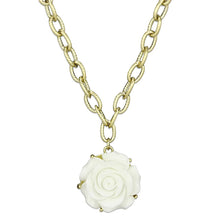 Load image into Gallery viewer, LO3661 - Gold &amp; Brush Brass Necklace with Synthetic Synthetic Stone in White