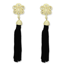 Load image into Gallery viewer, LO3677 - Gold &amp; Brush Brass Earrings with Top Grade Crystal  in Clear