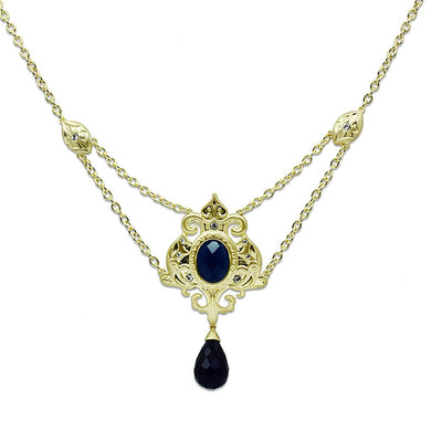 LO3681 - Gold & Brush Brass Chain Pendant with Synthetic Synthetic Glass in Montana