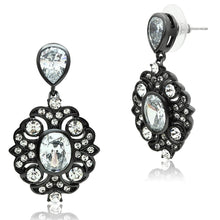 Load image into Gallery viewer, LO3687 - Ruthenium Brass Earrings with AAA Grade CZ  in Clear