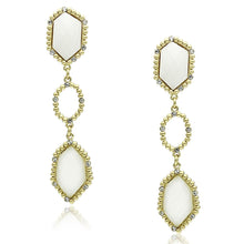 Load image into Gallery viewer, LO3692 - Gold &amp; Brush Brass Earrings with Synthetic Synthetic Stone in Clear