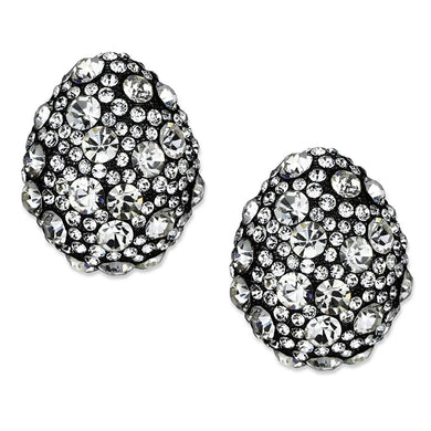 LO3700 - TIN Cobalt Black Brass Earrings with Top Grade Crystal  in Clear