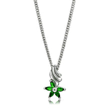 Load image into Gallery viewer, LO3720 Rhodium Brass Chain Pendant with Synthetic in Emerald