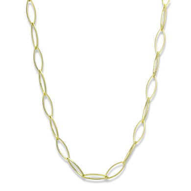 LO3721 - Gold & Brush Brass Necklace with No Stone