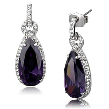 Load image into Gallery viewer, LO3756 - Rhodium Brass Earrings with AAA Grade CZ  in Amethyst