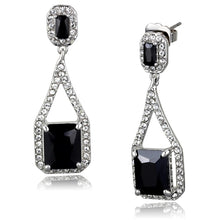 Load image into Gallery viewer, LO3758 - Rhodium Brass Earrings with AAA Grade CZ  in Jet
