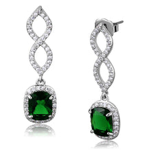 Load image into Gallery viewer, LO3761 - Rhodium Brass Earrings with Synthetic Synthetic Glass in Emerald