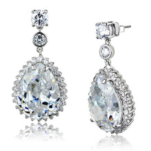 Load image into Gallery viewer, LO3765 - Rhodium Brass Earrings with AAA Grade CZ  in Clear