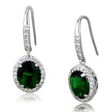 Load image into Gallery viewer, LO3769 - Rhodium Brass Earrings with Synthetic Synthetic Glass in Emerald