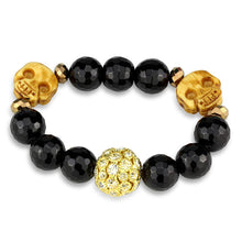 Load image into Gallery viewer, LO3776 - Gold Brass Bracelet with Synthetic Onyx in Jet