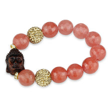 Load image into Gallery viewer, LO3780 - Antique Copper White Metal Bracelet with Synthetic Onyx in Rose