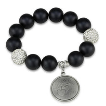 Load image into Gallery viewer, LO3783 - Antique Silver White Metal Bracelet with Synthetic Onyx in Jet
